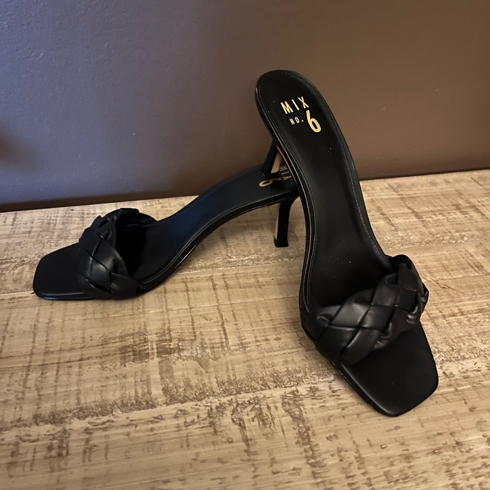 MIX No. 6 Black Braided Heeled Sandals